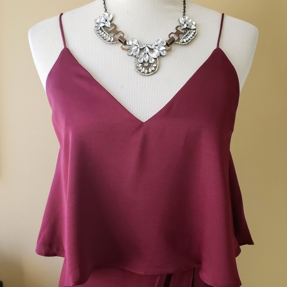 Shona Joy Luxe Cocktail Frill Dress Tulip Hem Garnet Burgundy Red Size 4 NWT - Picture 11 of 13